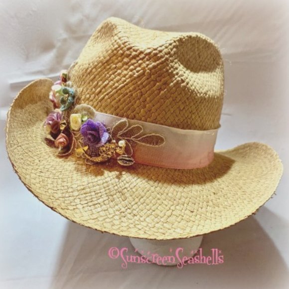 Ladies Cowboy Sun Hat with Seashells main image 5